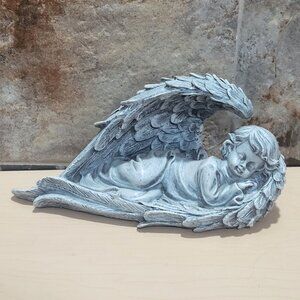 Home & Garden Lying Angel Sleeping Baby In Wings Desktop Ornament Decor
